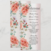 Watercolor Peony Programme de mariage des fleurs (Devant / Derrière)