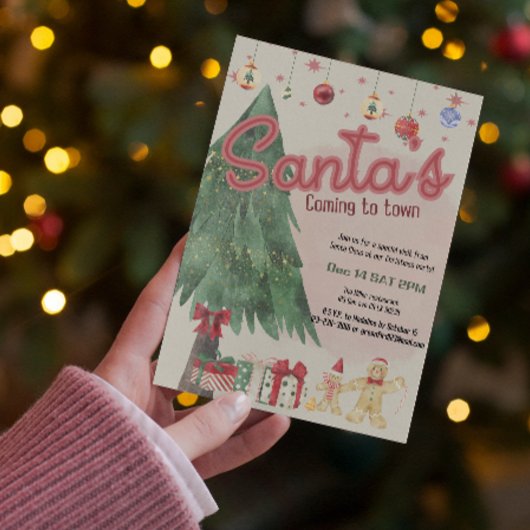 watercolor Père Noël rétro invitation