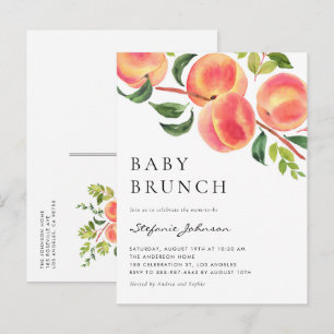 Watercolor Perziken Zomer Baby Brunch Uitnodiging Briefkaart