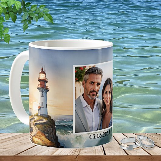 Watercolor Phare Mariage Photo Mug