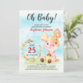 Watercolor Piggy Baby shower Farm Invitation (Debout devant)