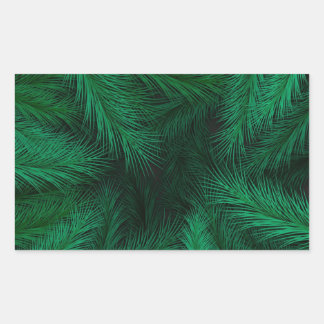 Watercolor pine branches pattern on black backgrou rechthoekige sticker