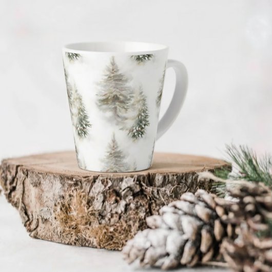 Watercolor Pine Forest Latte Mug