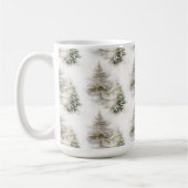 Watercolor Pine Forest Mug Winter Holiday tea Mug (Gauche)