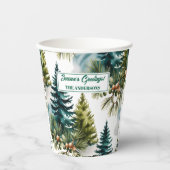Watercolor Pine Pattern Elegant Winter  Papieren Bekers (Voorkant)