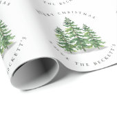 Watercolor Pine Tree Forest Cadeaupapier (Rol Hoek)