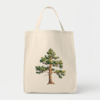 Watercolor Pine Tree Tote Bag