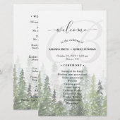 Watercolor Pine Woods Forest Wedding Programme (Devant / Derrière)