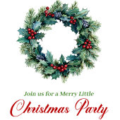 Watercolor Pine Wreath Christmas Party Invitation
