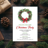 Watercolor Pine Wreath Christmas Party Invitation