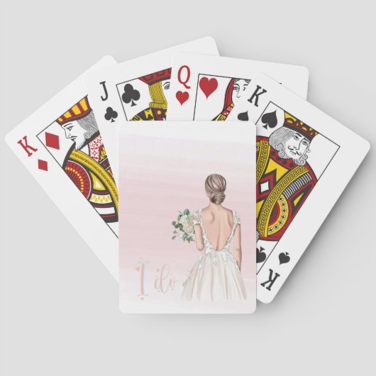 Watercolor Pink Bachelorette Theme Playing Cards Pokerkaarten (Achterkant)