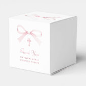 Watercolor Pink Bow Baptism Cube Bedankdoosjes (Achterkant)