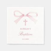 Watercolor Pink Bow Baptism Servet (Voorkant)