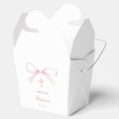 Watercolor Pink Bow Baptism Take Out Bedankdoosjes (Geopend)