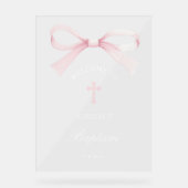 Watercolor Pink Bow Baptism Welcome (Recto)