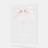 Watercolor Pink Bow Baptism Welcome (Angle)
