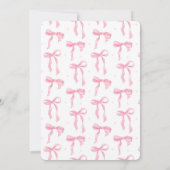 Watercolor Pink Bow First Birthday Invitation Kaart (Achterkant)