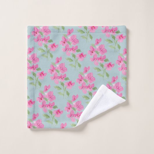 Watercolor Pink Floral Pattern (Gant de toilette)