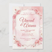 Watercolor Pink Floral Wedding Invitation (Devant)