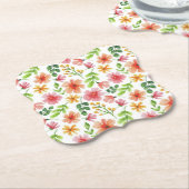 Watercolor Pink Flowers Pattern-69677 Kartonnen Onderzetters (Gekanteld)
