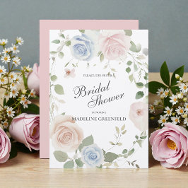 Watercolor Pink Flowers Wedding Bridal Shower Kaart