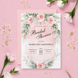 Watercolor Pink Flowers Wedding Bridal Shower Kaart