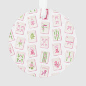 Watercolor Pink & Green Bow Mahjong Monogram Crest (dos)