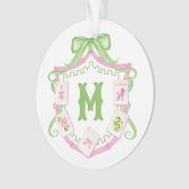 Watercolor Pink & Green Bow Mahjong Monogram Crest (devant)