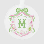 Watercolor Pink & Green Bow Mahjong Monogram Crest (devant)