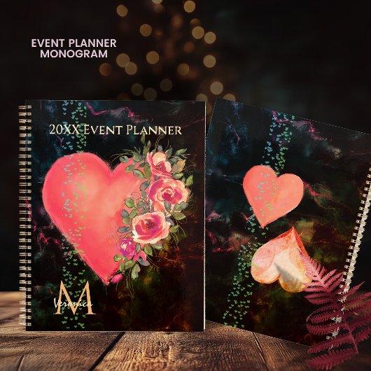 Watercolor Pink Heart Floral Event