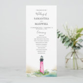 Watercolor Pink Lighthouse Programme de mariage (Debout devant)