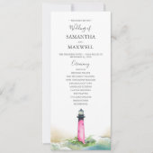 Watercolor Pink Lighthouse Programme de mariage (Devant)