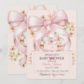 Watercolor Pink Nursery Baby Shower Invitation (Devant / Derrière)