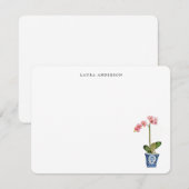 Watercolor Pink Orchid Bedankkaart (Voorkant / Achterkant)