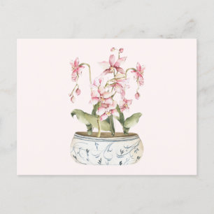 Watercolor Pink Orchid Flower Vase  Briefkaart