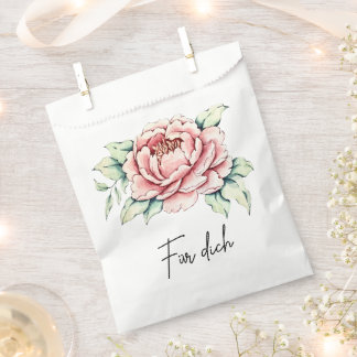 Watercolor Pink Peony Gift Bag Bedankzakje