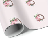 Watercolor Pink Poinsettia Wreath Pattern Cadeaupapier (Rol Hoek)