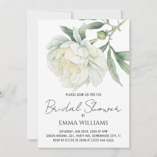Watercolor Pioen Bloem | Bruidsfeest Kaart