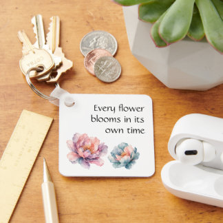 Watercolor Pioen Bloem Sleutelhanger