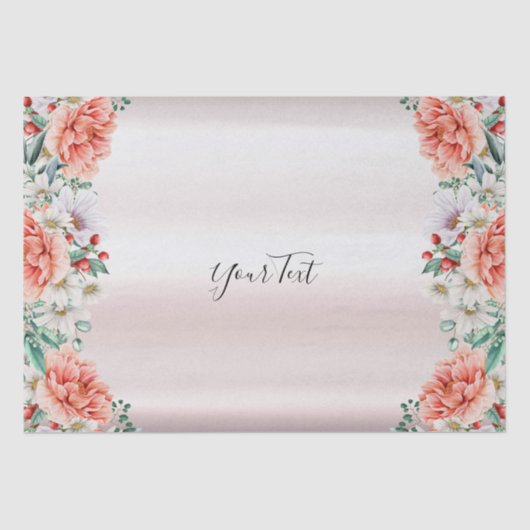 Watercolor Pioen Bloem Tissue Papier (Voorkant)