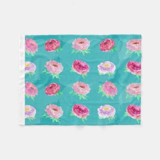 Watercolor Pioenrozen Bloem Botanische Vliesdeken Fleece Deken