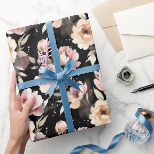 Watercolor Pioenrozen met Pastel Wash Cadeaupapier
