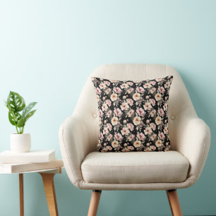 Watercolor Pioenrozen met Pastel Wash Kussen