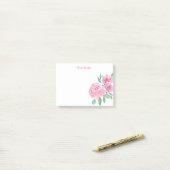 Watercolor Pioenrozen Persoonlijk Post-it® Notes (Op bureau)