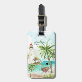 Watercolor Pirate Cove Summer Bagagelabel