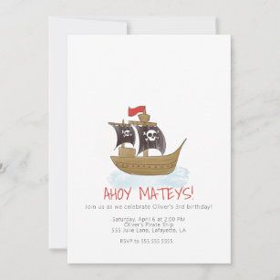Watercolor Pirate Ship Invitation Anniversaire