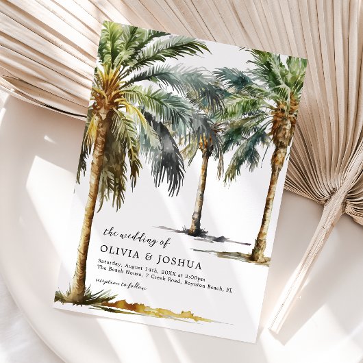 Watercolor Plage tropicale Invitation de mariage