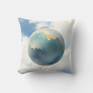 Watercolor Planeet met Metallic Accenten Kussen