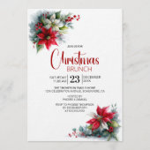 Watercolor Poinsettia Christmas Brunch Kaart (Voorkant)