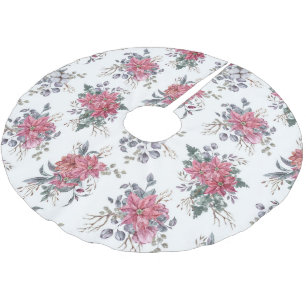Watercolor Poinsettia Christmas Tree Skirt Kerstboom Rok